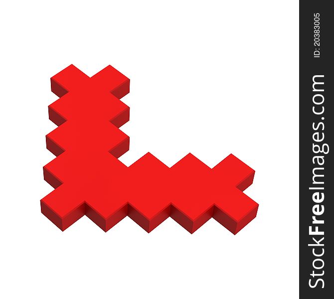 3d arrow pixel icon red illustartion