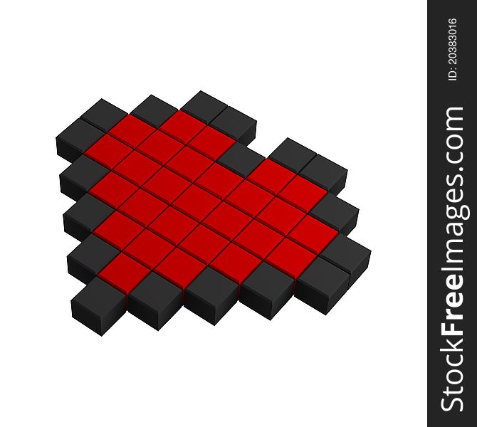 3d heart pixel icon