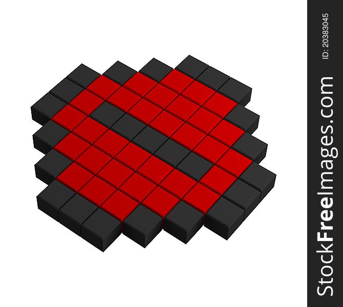 3d minus pixel icon black and red illustration