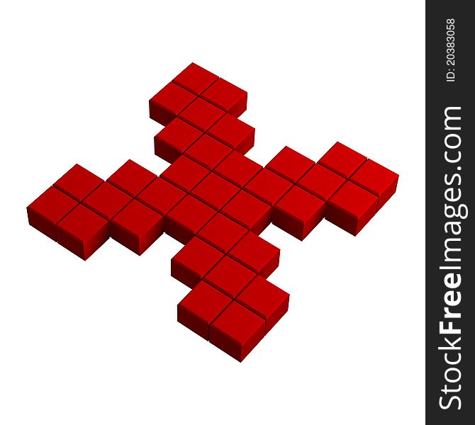 3d delete pixel icon red illustration