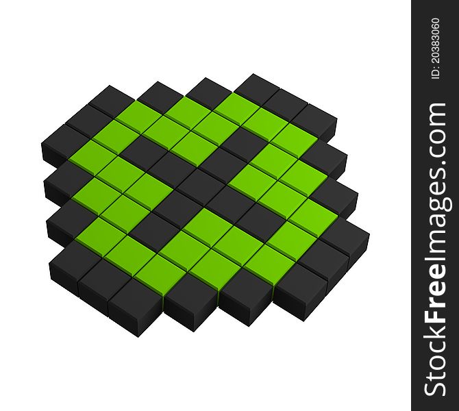 3d plus pixel icon black and green illustration