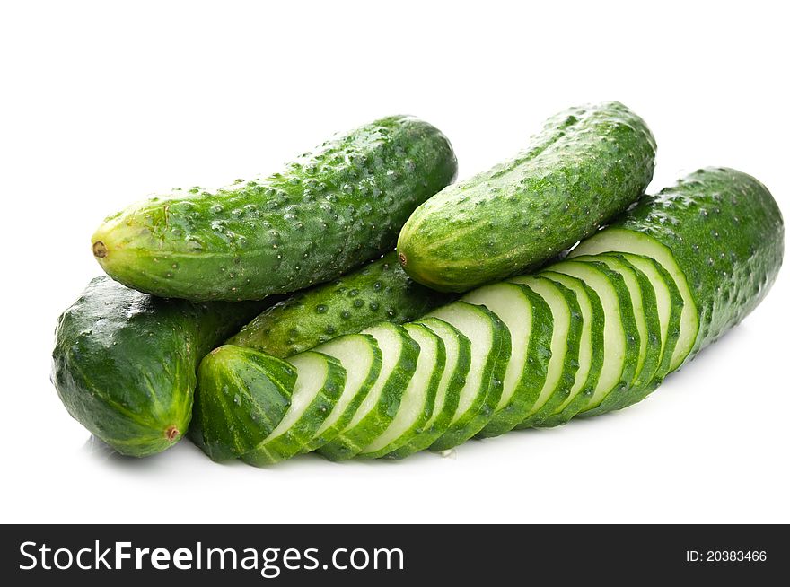 Fresh cucumbers isolated on a white background