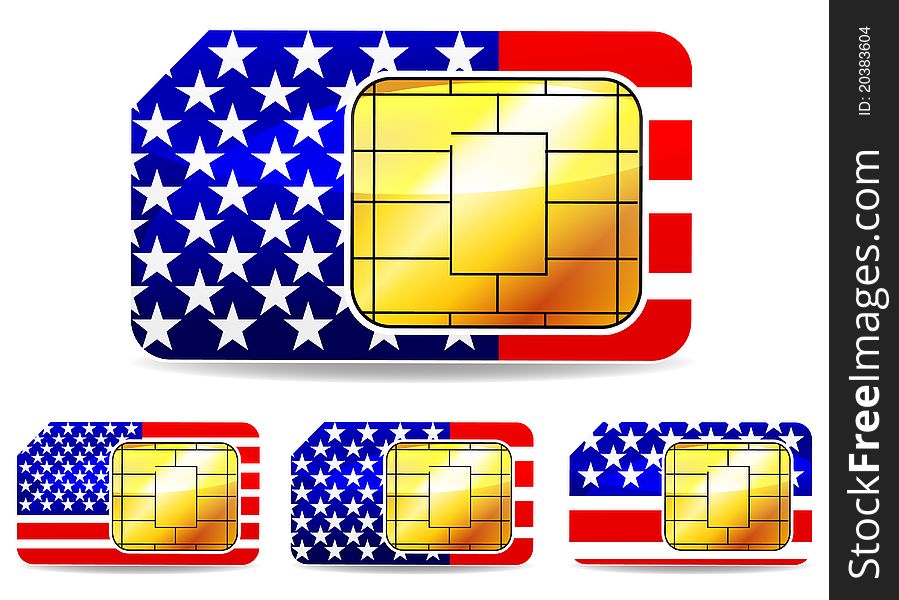 American sim card isolated on white background