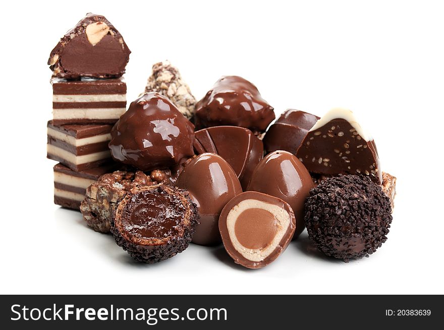 Sweet chocolate candy isolated on a white background