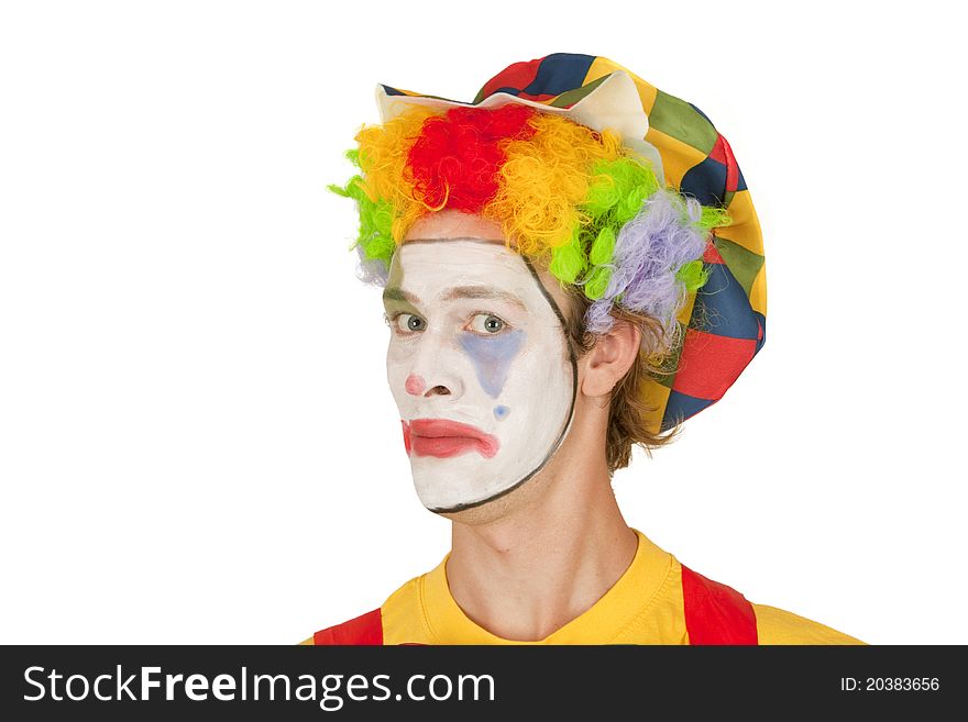 Portrait of colorful Clown isolated on white background