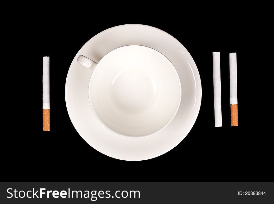 Creative Breakfast With Cup And Cigarettes