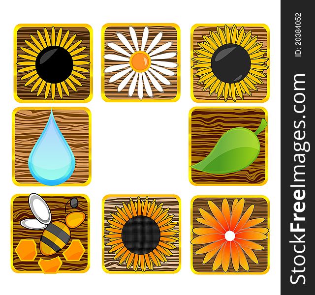 Nature and eco creative symbols set isolated