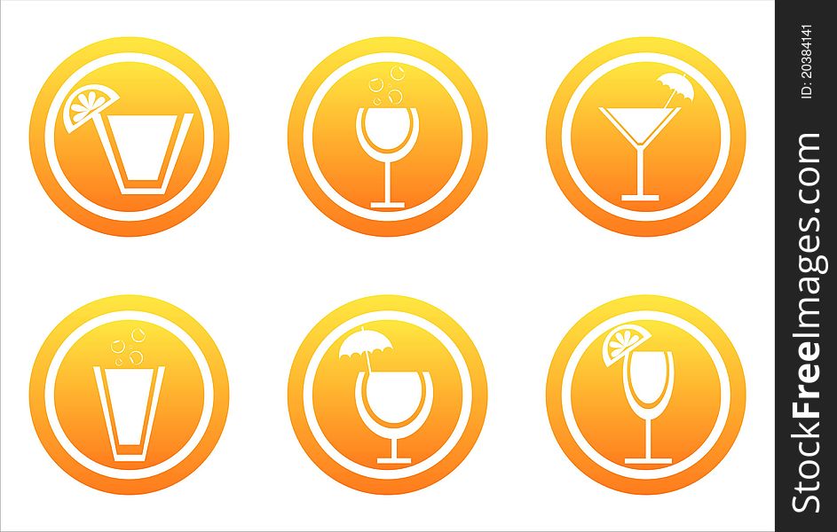 Set of 6 orange cocktails signs