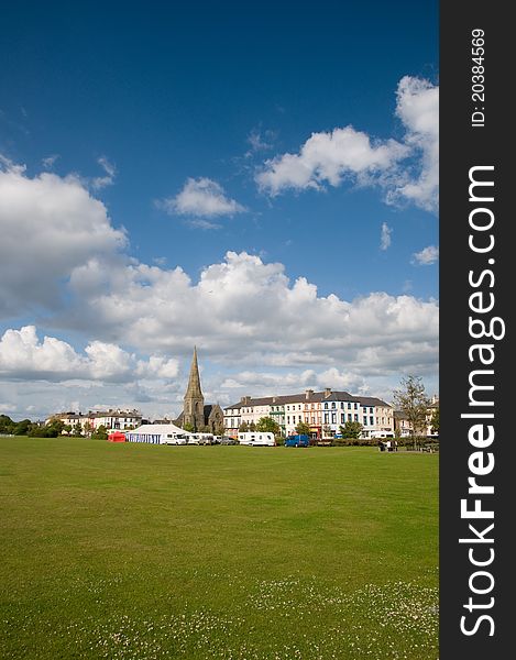 The green at the town of silloth 
in cumbria in england. The green at the town of silloth 
in cumbria in england