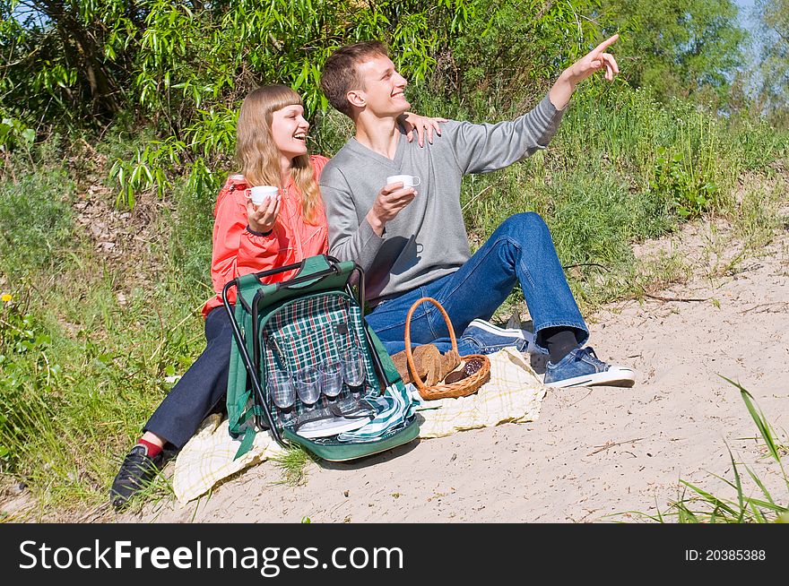 Married couple (in love) on a picnic. Married couple (in love) on a picnic