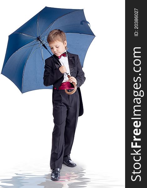 Foto-little boy with umbrella