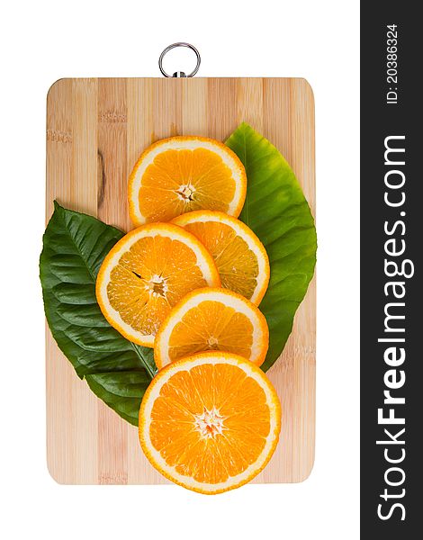 orange on  cutting board