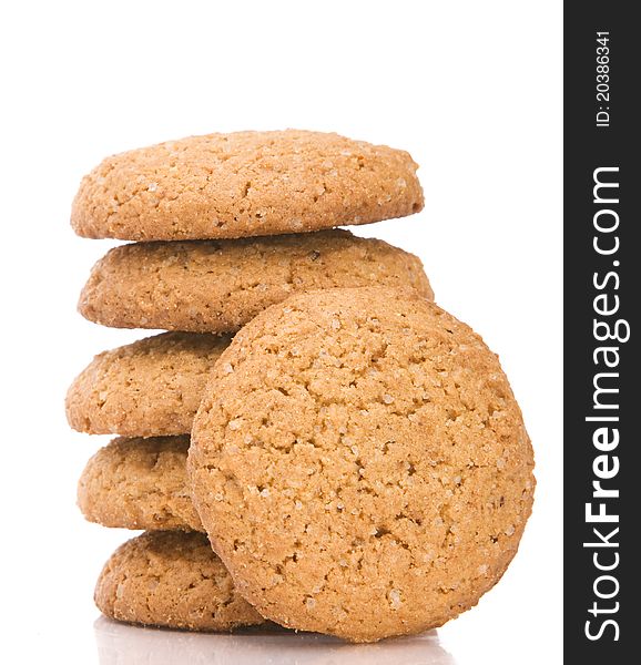 Stack of cookies against a white background