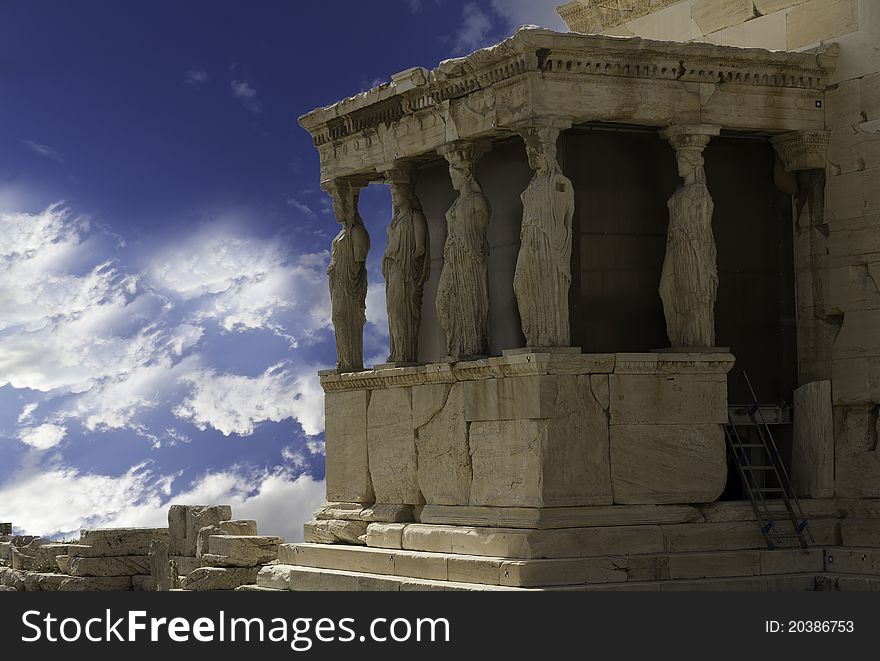 Caryatids in acropolis of Athens,Greece