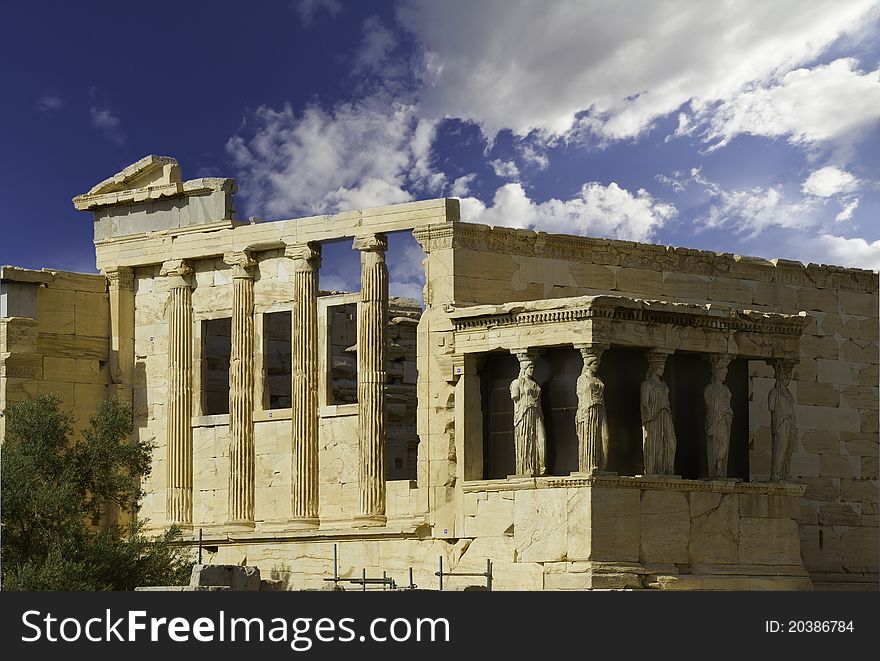 Caryatids In Acropolis Of Athens,Greece