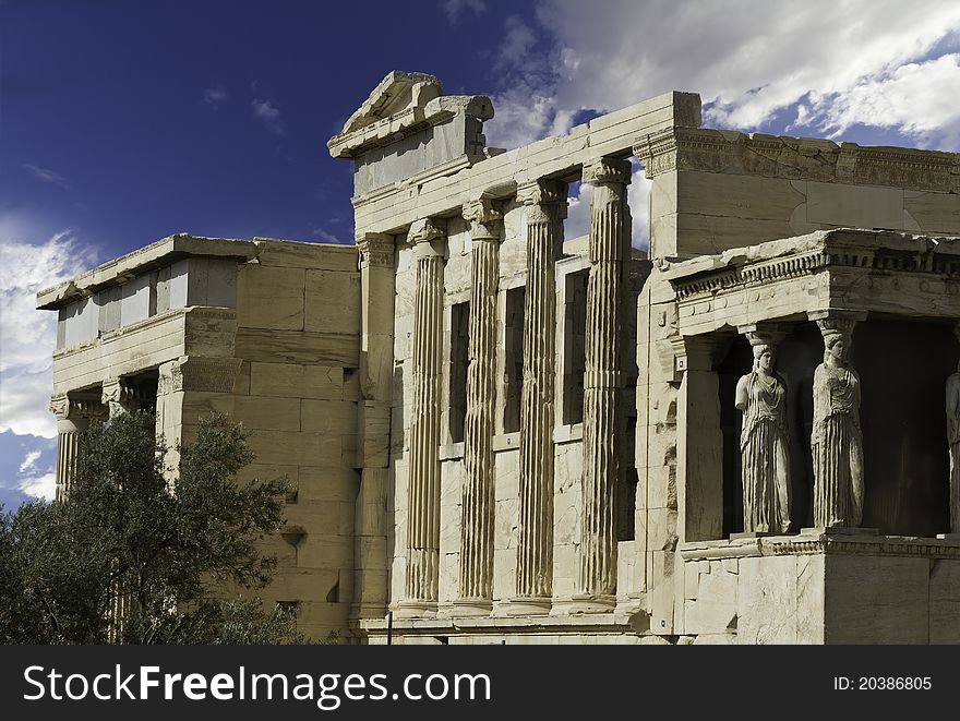 Caryatids In Acropolis Of Athens,Greece