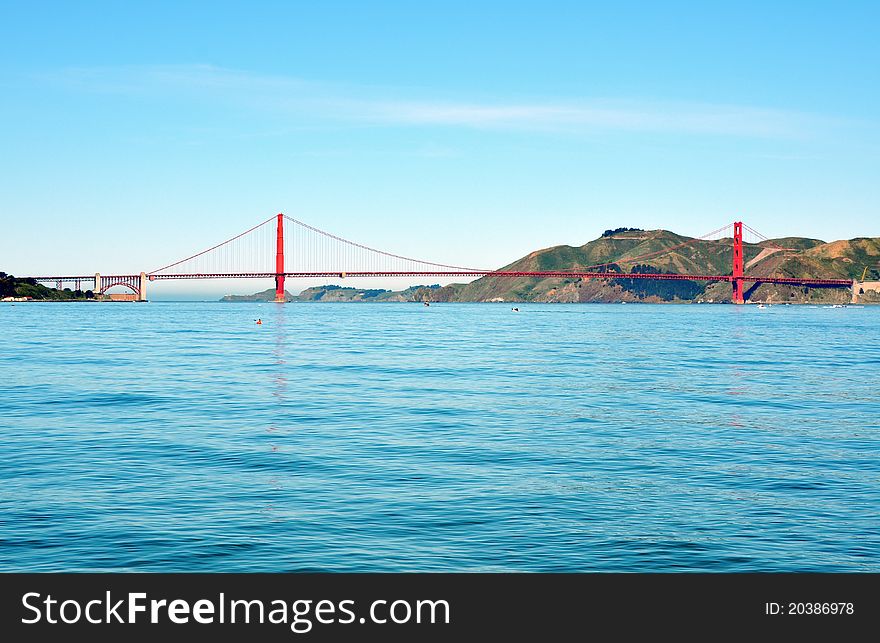 Golden Gate Bridge  in a clear blue sky