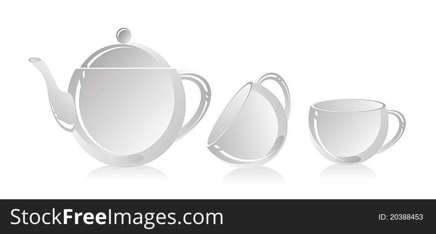 Tea set from transparent glass. Tea set from transparent glass