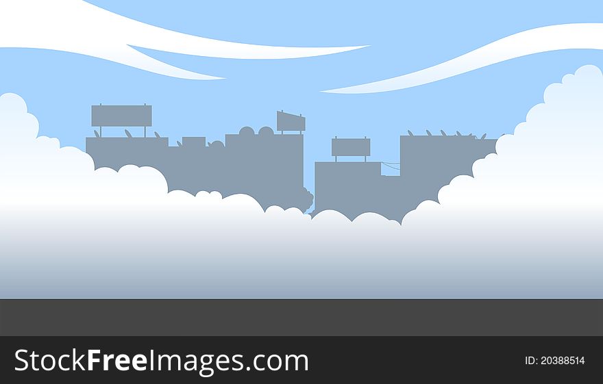 Background illustration of buildings & fog covering the scene. Background illustration of buildings & fog covering the scene.