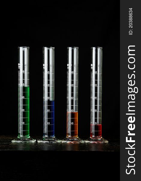 Laboratory equipment, test tubes with colorful liquid. Laboratory equipment, test tubes with colorful liquid