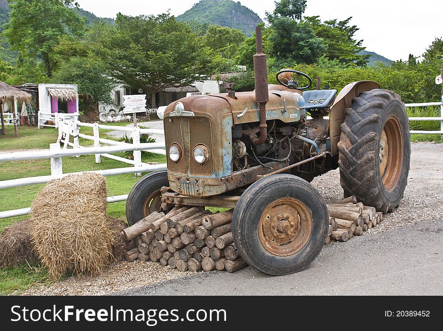 Very old tractor in farm