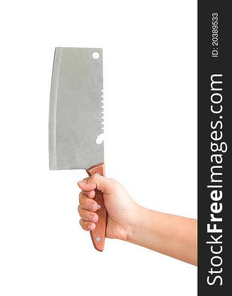 Knife in hand on a white background for design work