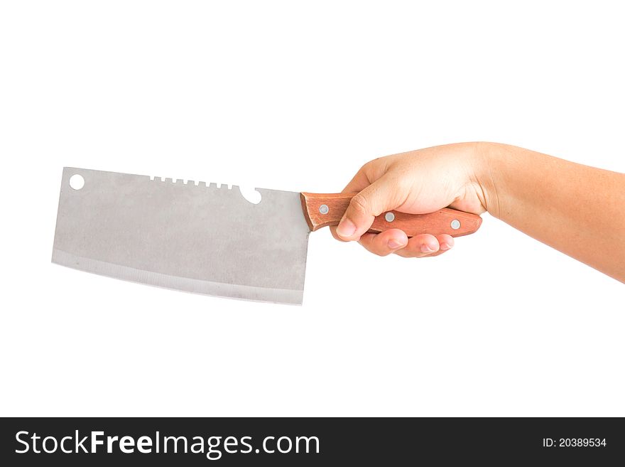 Knife In Hand On A White Background