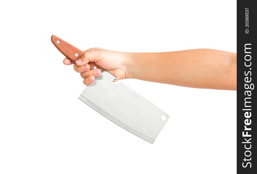 Knife In Hand On A White Background