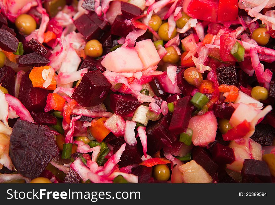 Salad from vegetables close up