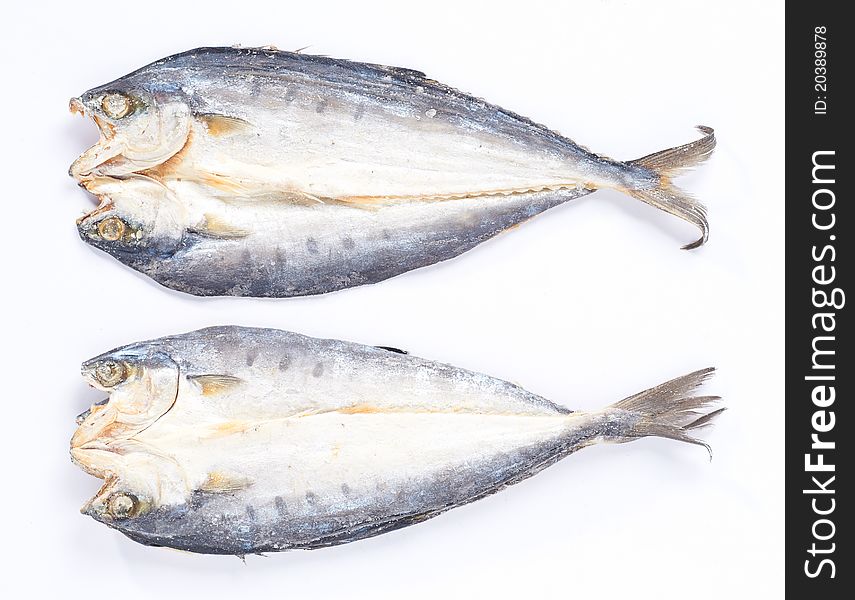 Salted fish on white background