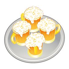 Light Beer Mug Or Goblet On Silver Tray Stock Image