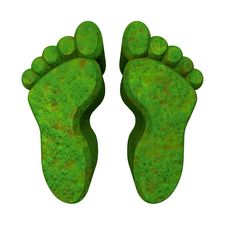 3d Made - Foot Prints In Green Grass Stock Photo 3d Made - Foot Prints In Green Grass Stock Photo
