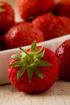 Strawberries On Wooden Table Royalty Free Stock Images