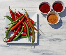 Assorted Chillies And Spices Royalty Free Stock Photography Assorted Chillies And Spices Royalty Free Stock Photography