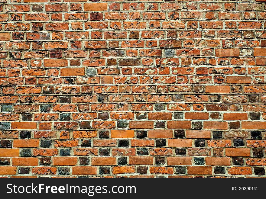 Brick wall in the historic medieval city of Sandomierz Cathedral in central Poland