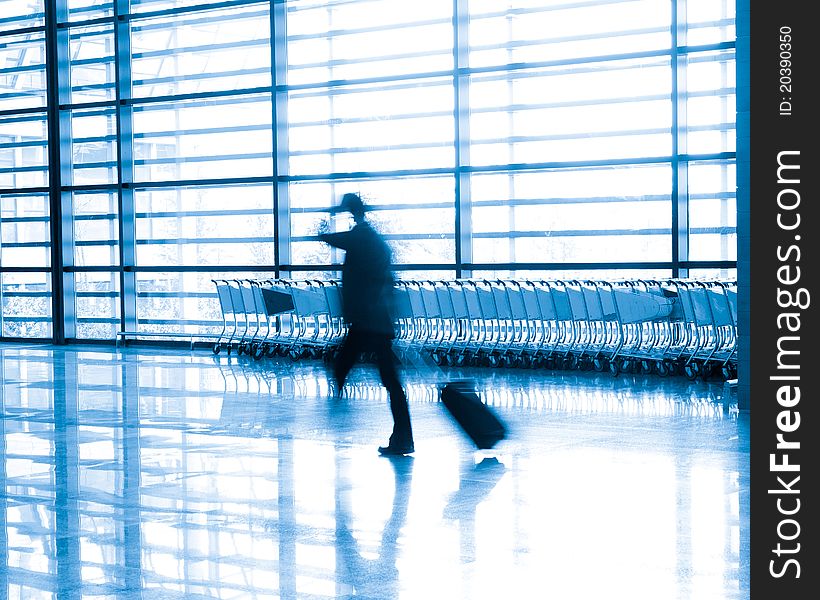 Passenger in the shanghai pudong airport.interior of the airport.