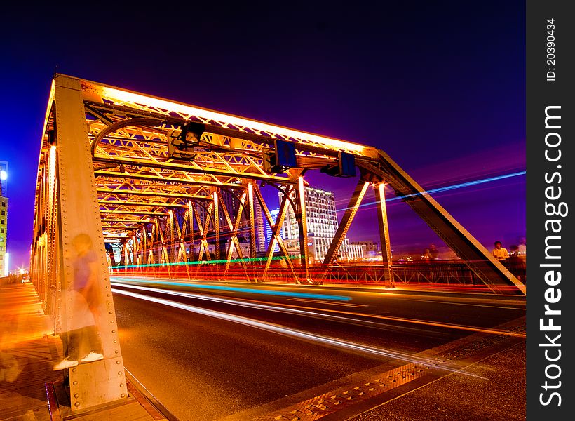 Evening Bridge in Shanghai, China