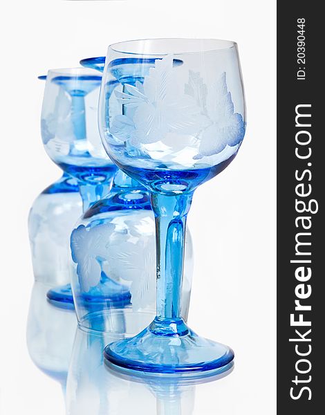 Wine glasses on a white background