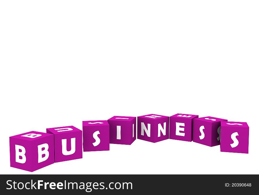 3d business text written over different blocks. 3d business text written over different blocks