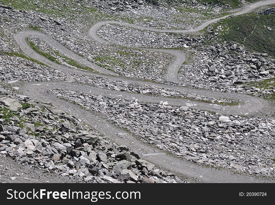 An intricate trail in the mountains