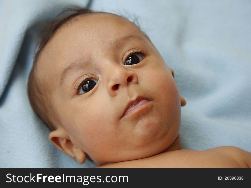 Closeup top view of a sweet cute child. Closeup top view of a sweet cute child