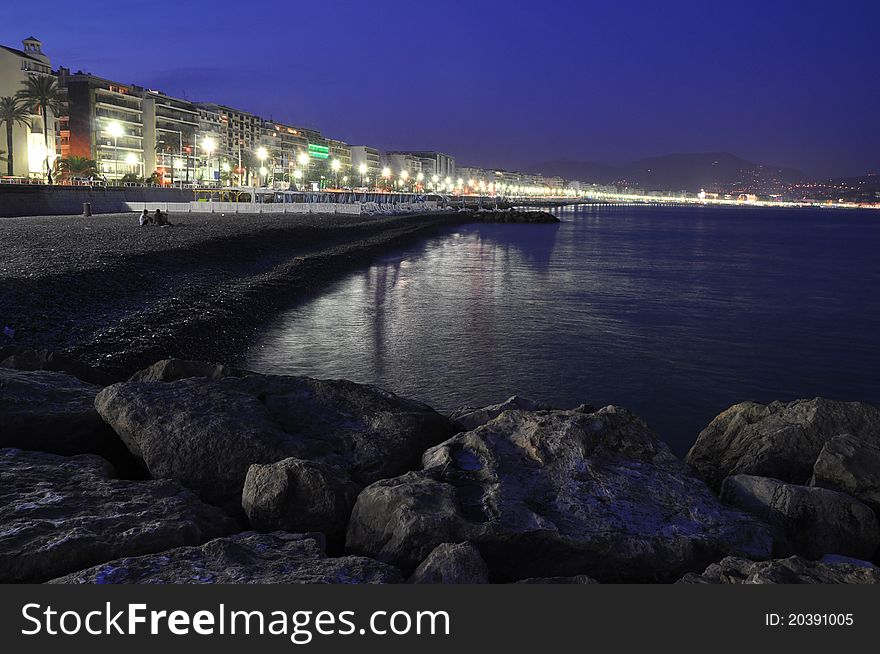 Promenade In Nice At Night