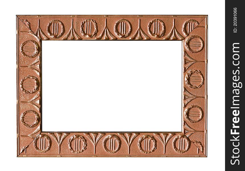 Rectangular metal picture frame on white background