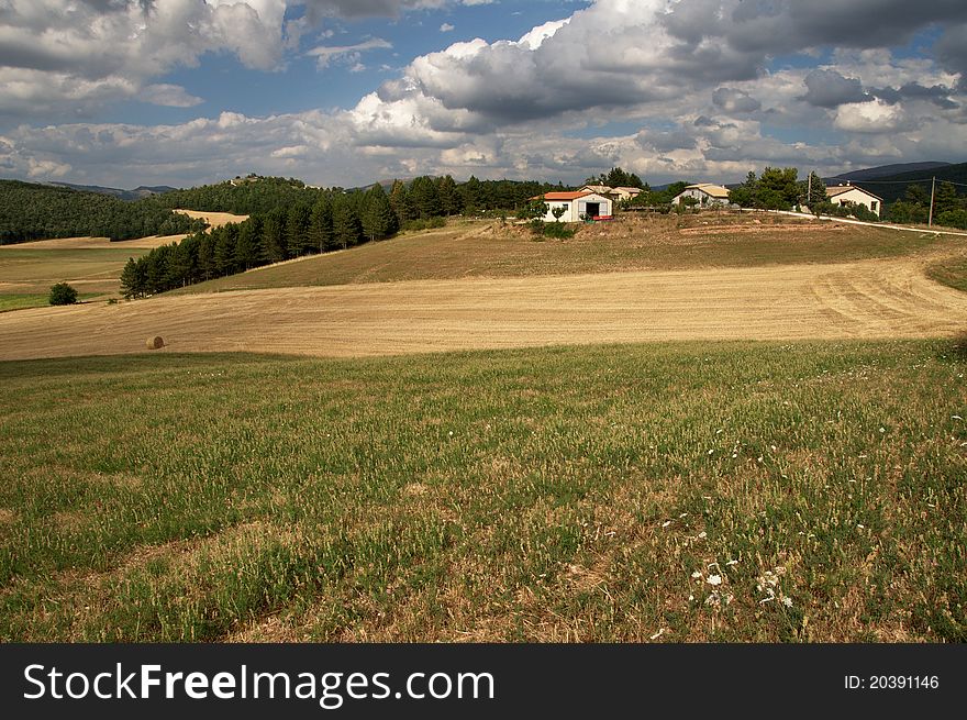 Photo of the umbria farm in the summer day