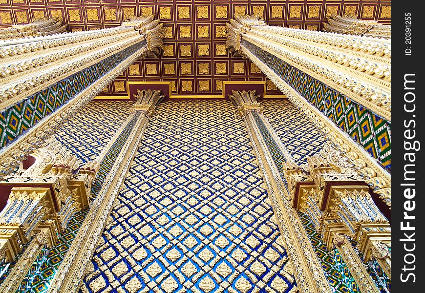 Art of Wall from Wat Phra Buddhabat in Thailand