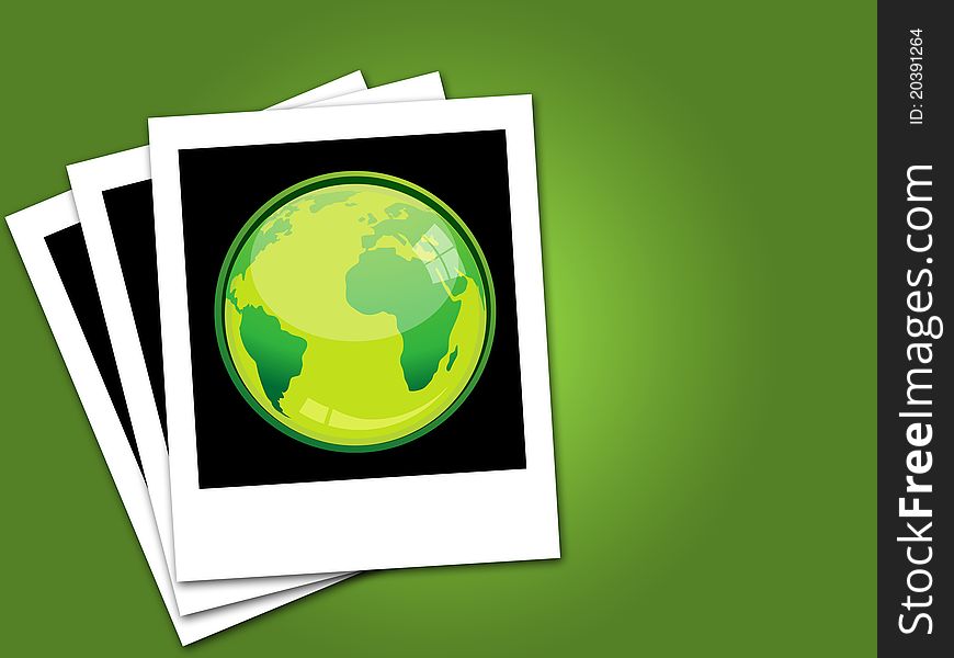 Green earth in black canvas on isolated green background