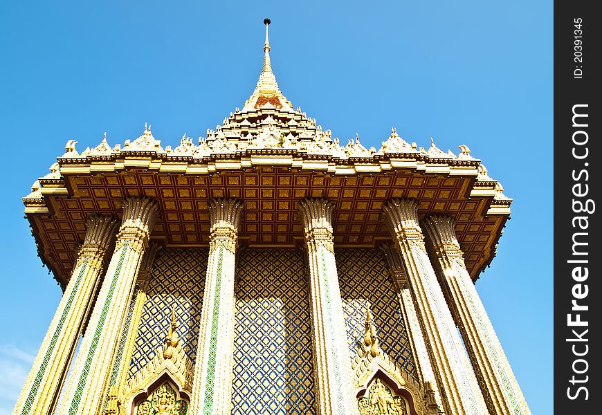 Wat Phra Buddhabat With Blue Sky Background