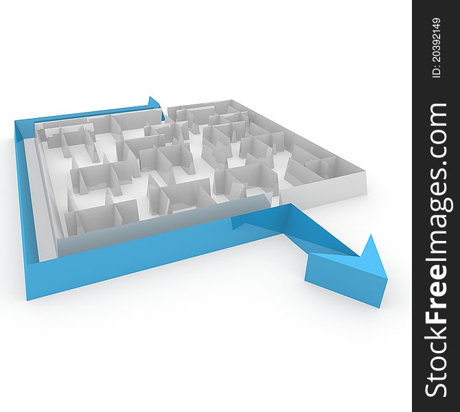 Maze next to the arrow that goes. Maze next to the arrow that goes