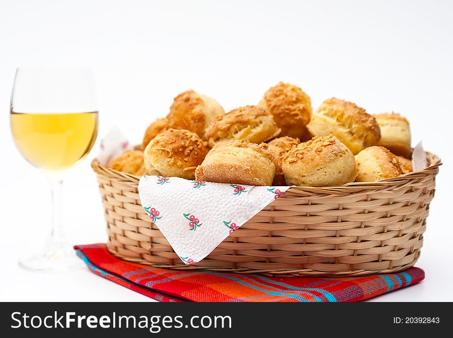 Delicious butter scones and white wine. Delicious butter scones and white wine