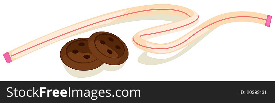 Illustration of isolated button with tape on white background